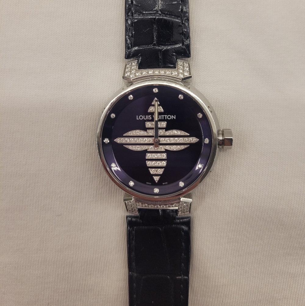 Louis Vuitton Black and Silver Watch